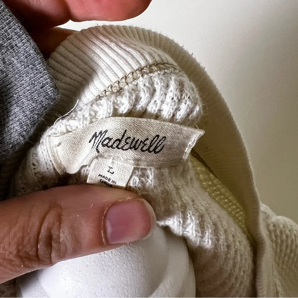 Madewell Waffle Knit Notch-Neck Thermal Shirt L - Picture 6 of 8